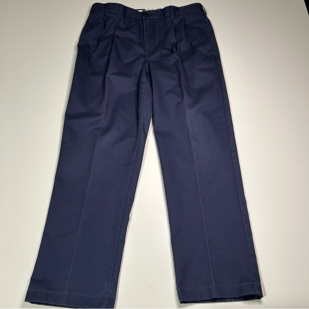 Vintage Lands End Pants Men’s 35 Blue Cotton Chinos Business Casual Office - Picture 3 of 16